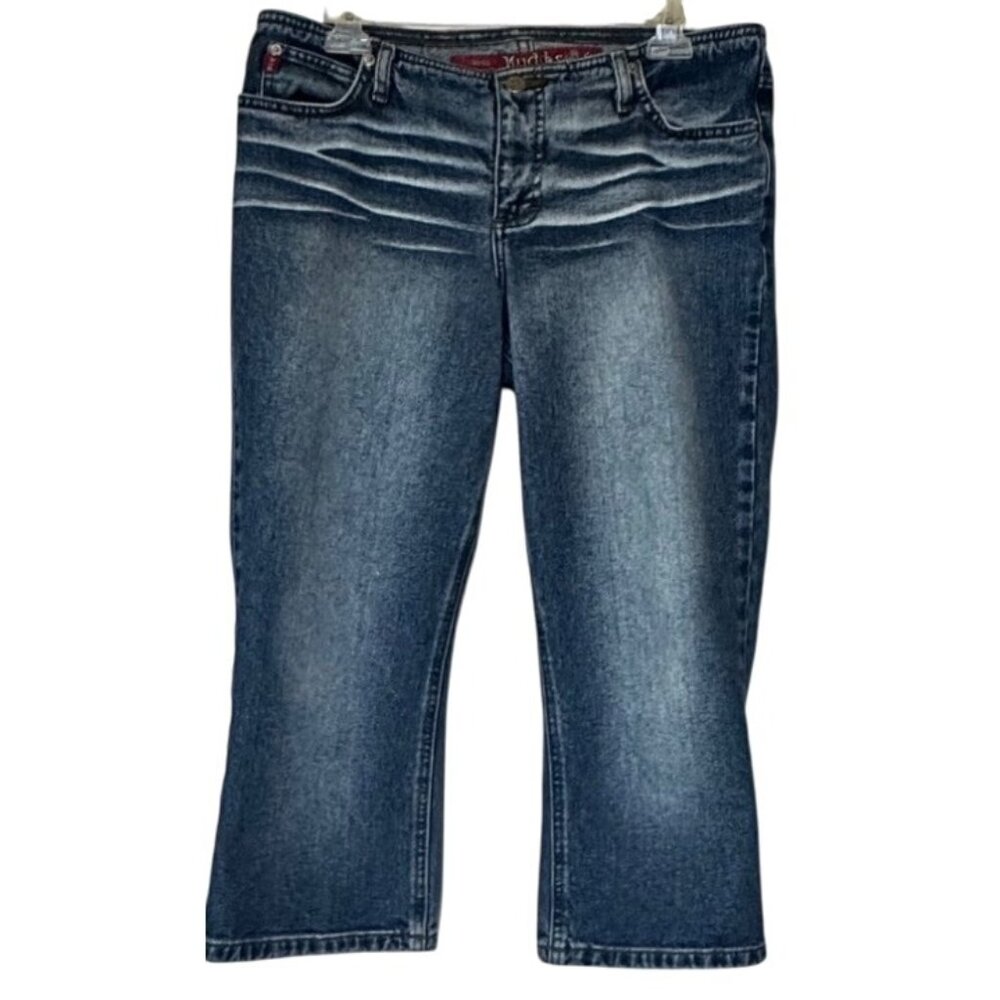 VINTAGE Mudd Jeans Blue Denim Mid-Rise Capri Waist Size 32"/Junior's Size M-READ